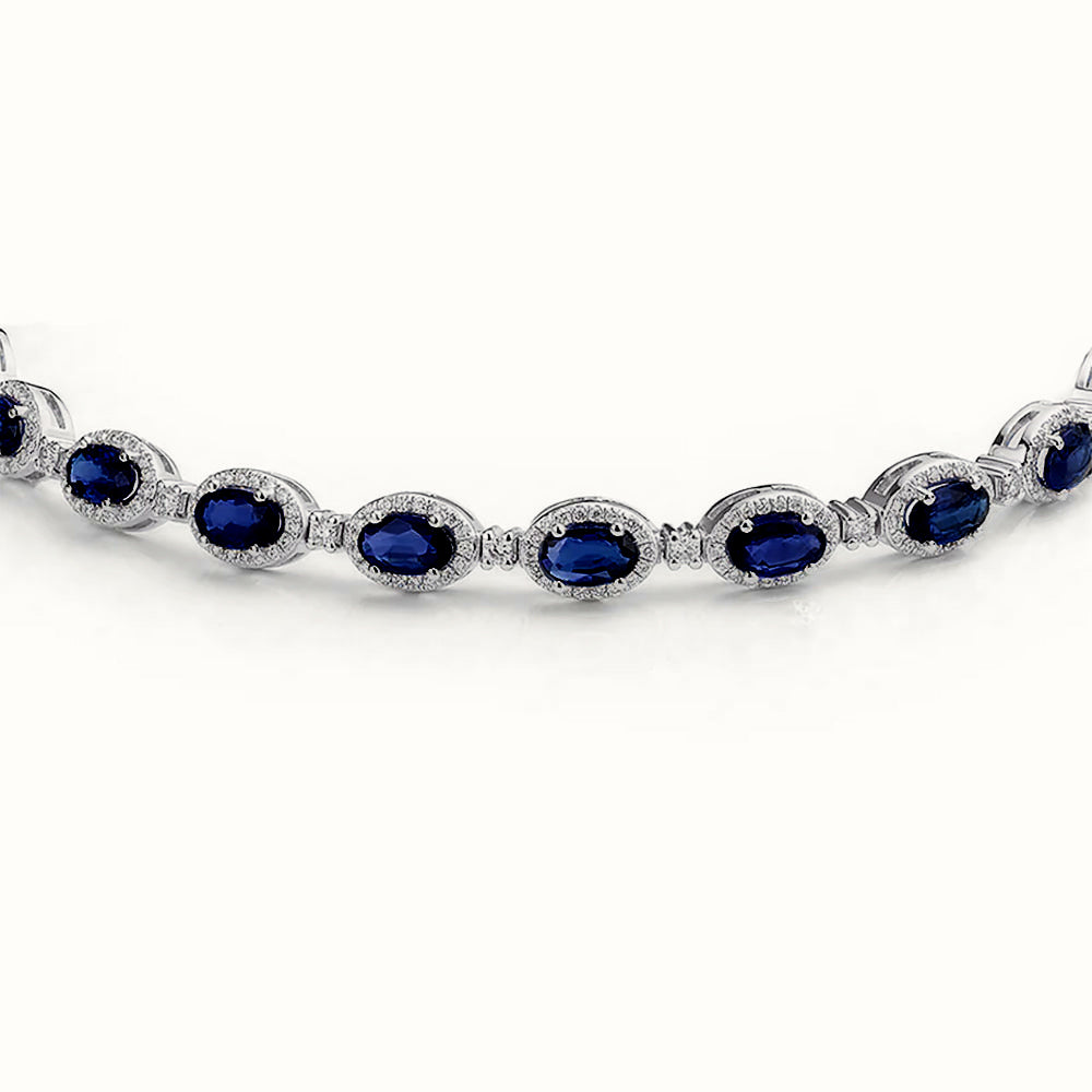 Sterling Silver CZ Sapphire and White Stone Bracelet – ABB212