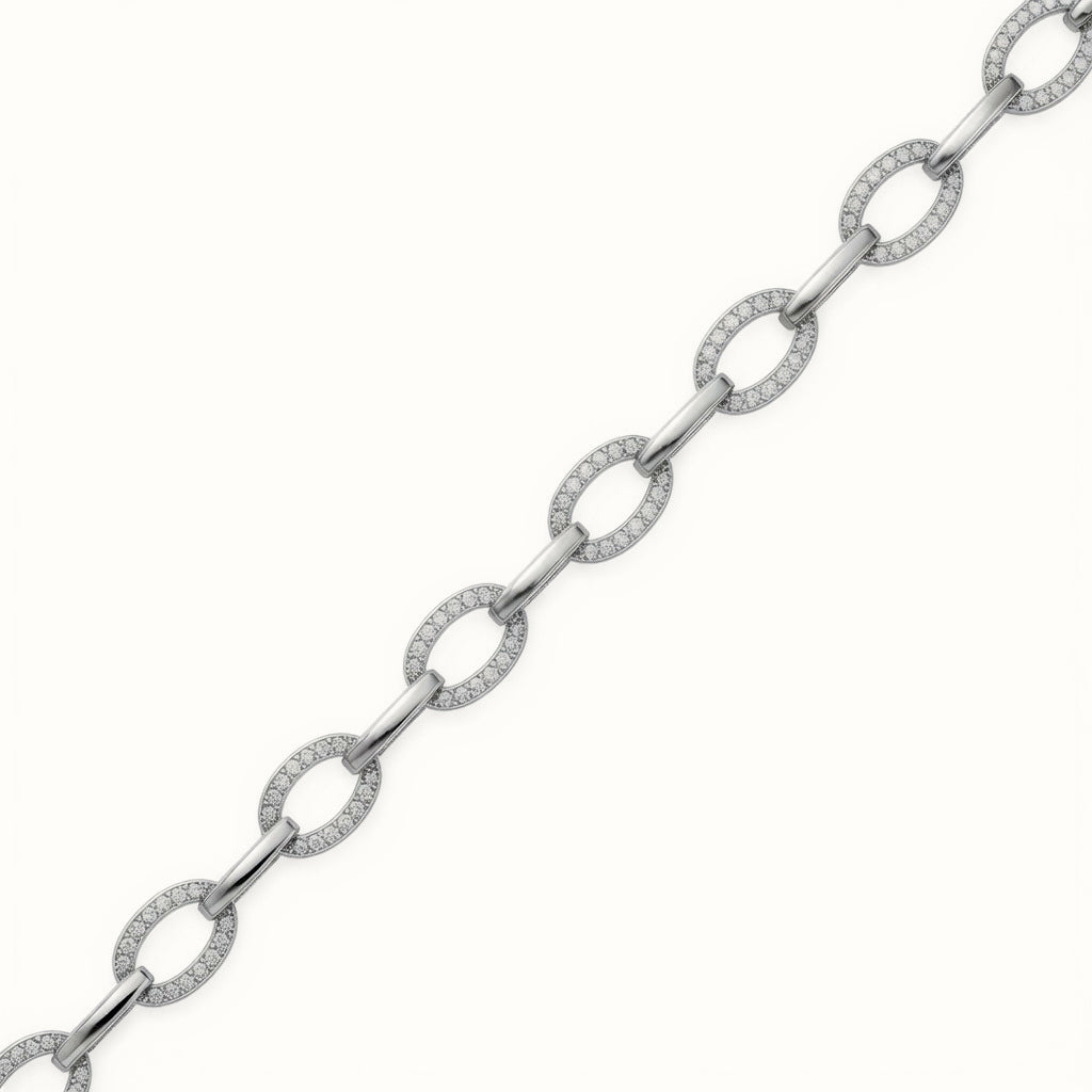 Sterling Silver Rhodium Plated CZ Set Bracelet – ABB214
