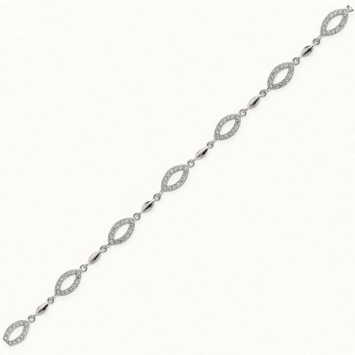 Sterling Silver Rhodium Plated CZ Set Bracelet – ABB218