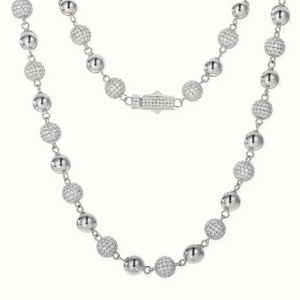 Sterling Silver CZ Set Bead Necklace – ABB258