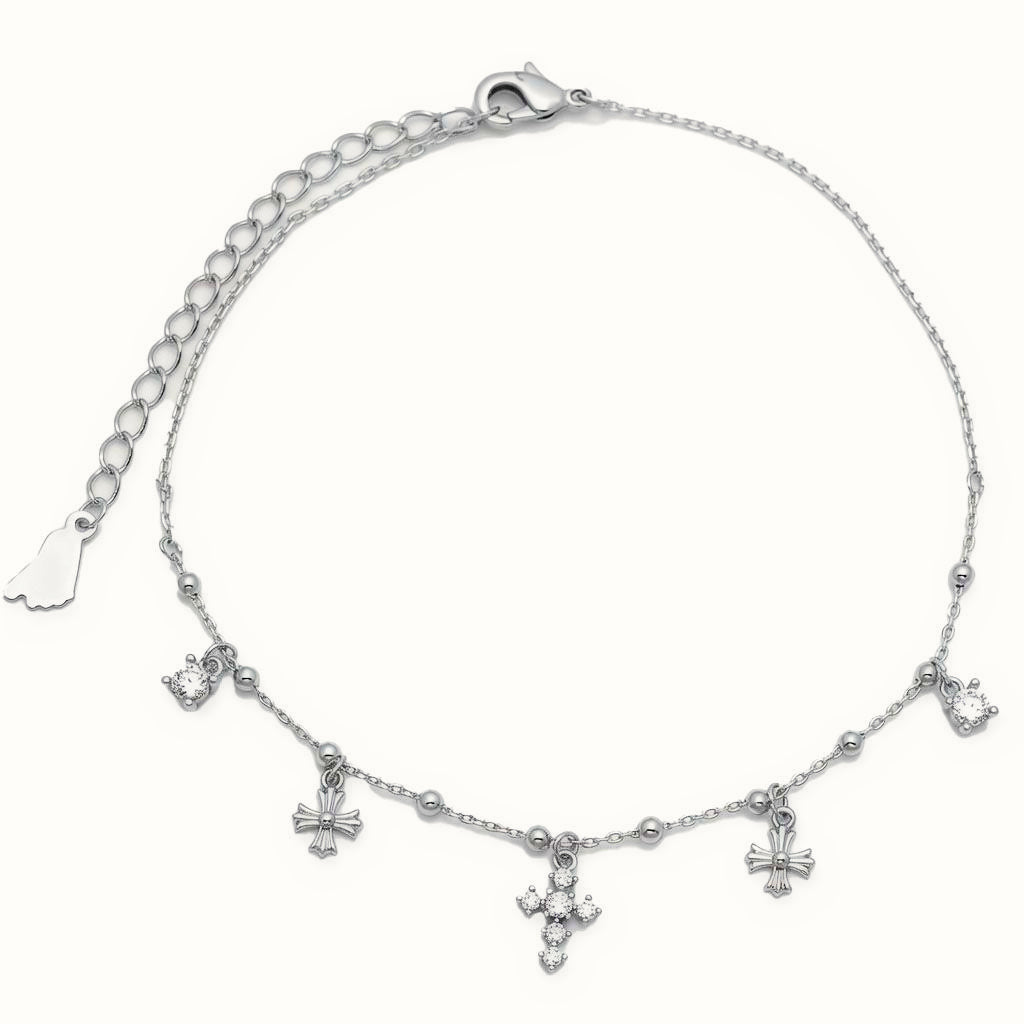 Sterling Silver CZ Cross Charm Bracelet – ABB266