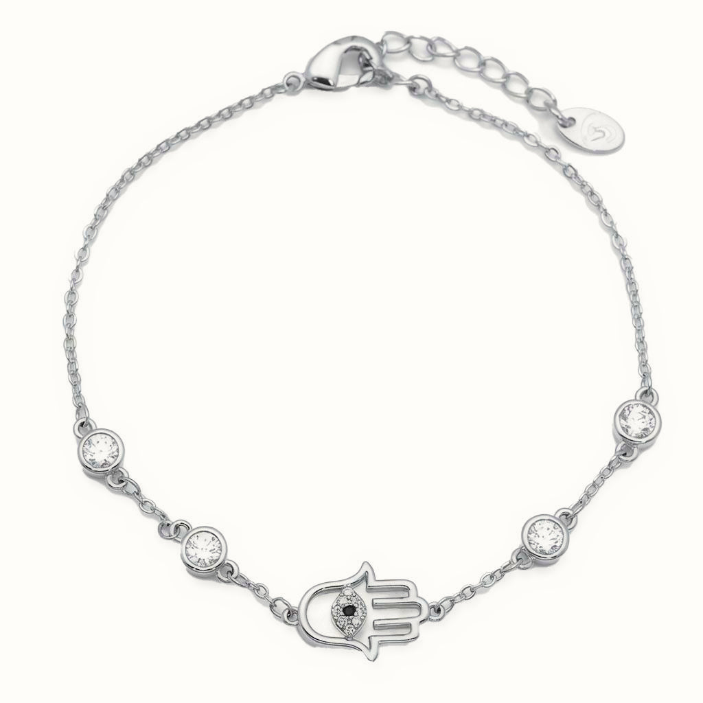 Sterling Silver CZ Hamsa Bracelet – ABB268