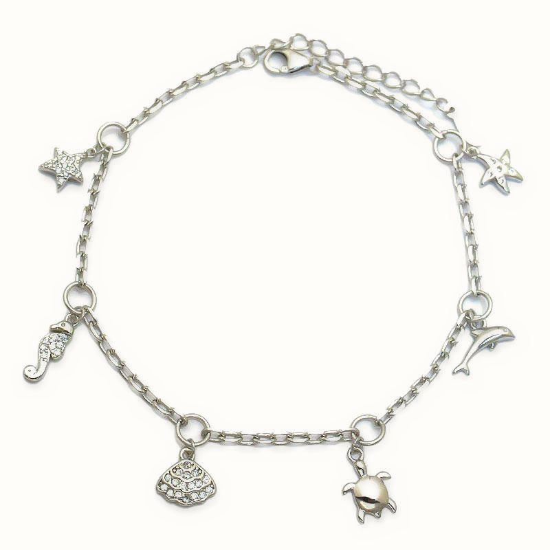 Sterling Silver CZ Sea Life Charm Bracelet – ABB270