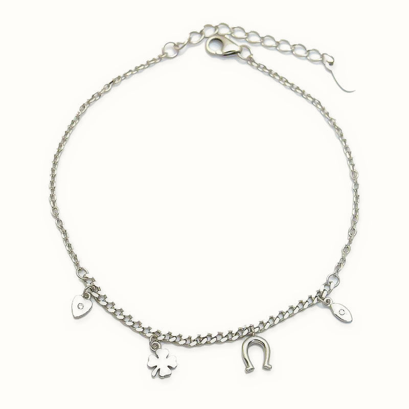 Sterling Silver Clover Horseshoe Charm Bracelet – ABB272