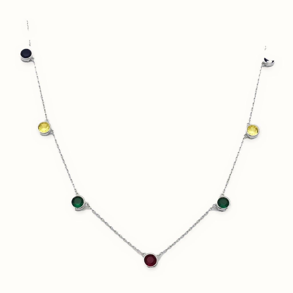 Sterling Silver Multi CZ Station Necklace – ABB275