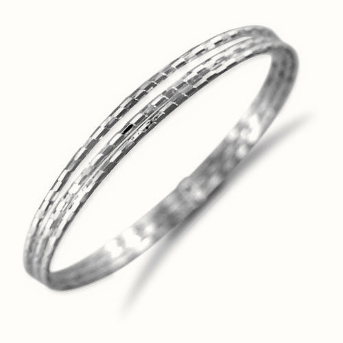 Sterling Silver 3 Strand Diamond Cut Slave Bangle – ABG005
