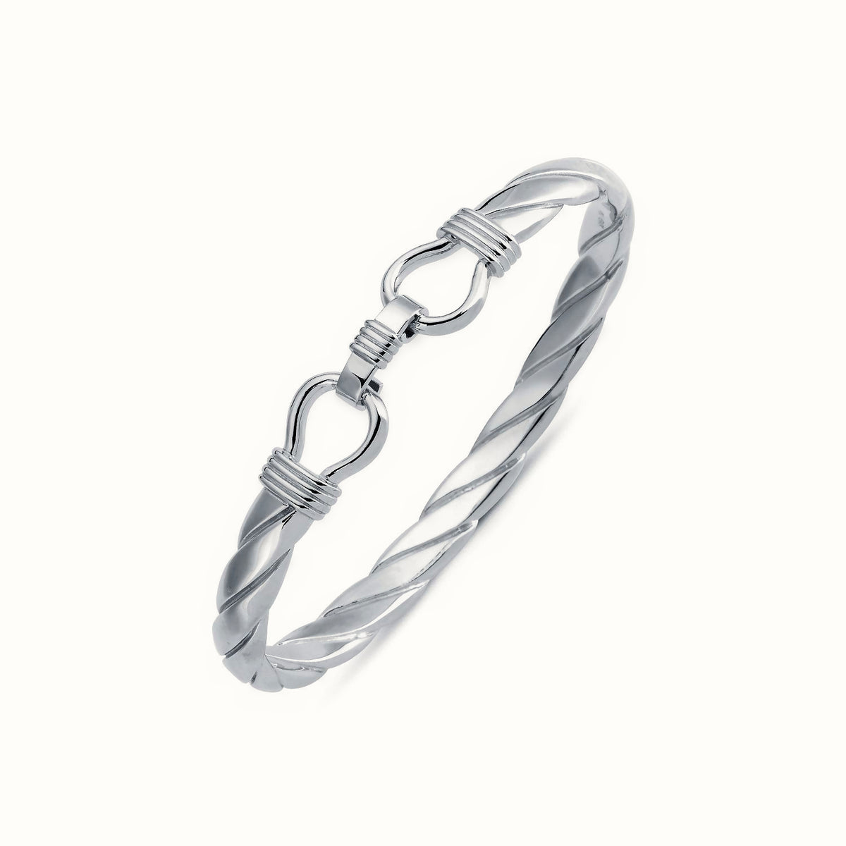 Sterling Silver Twisted D Shape Wire Stirrup Bangle – ABG058