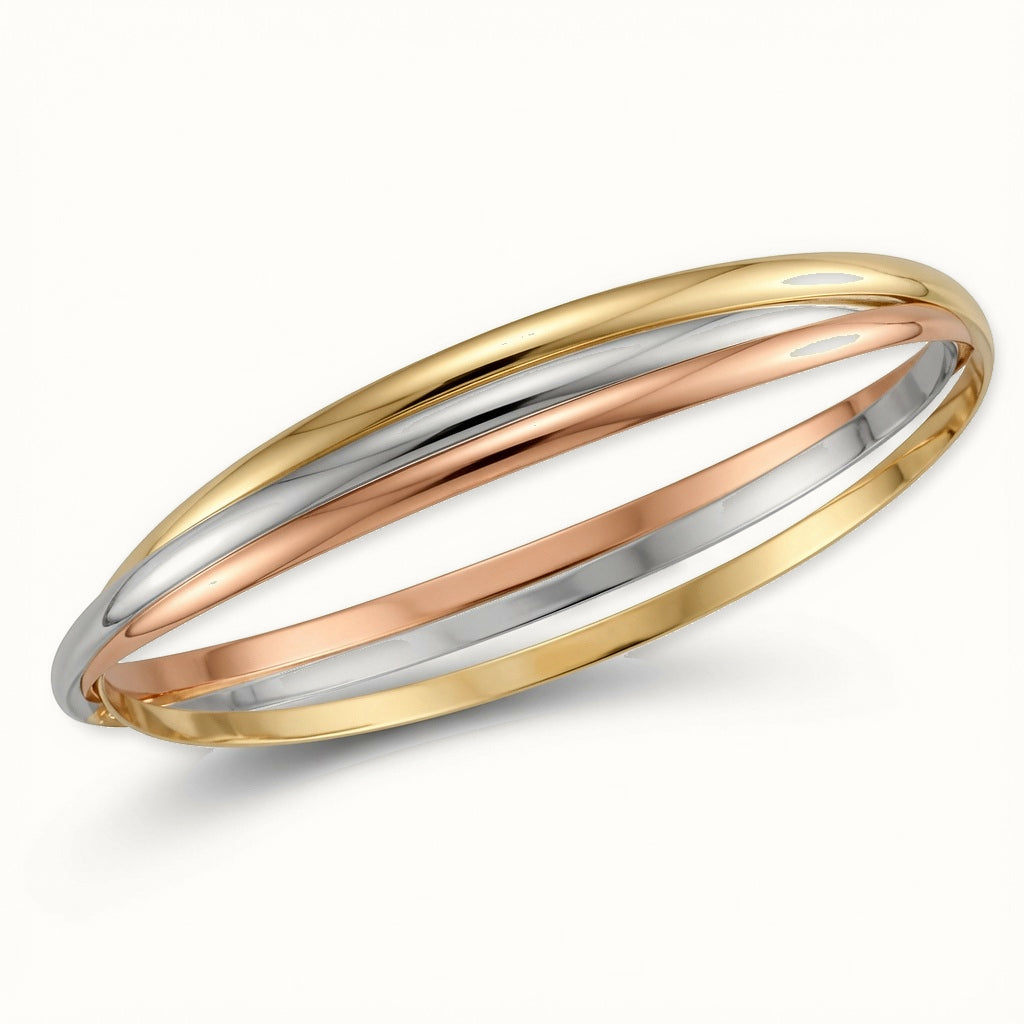 Sterling Silver 3 Colour 2.5mm Russian Bangle – ABG072A