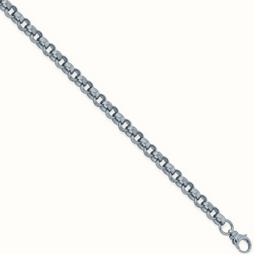 Sterling Silver Patterned & Plain Belcher Bracelet – ACN002J
