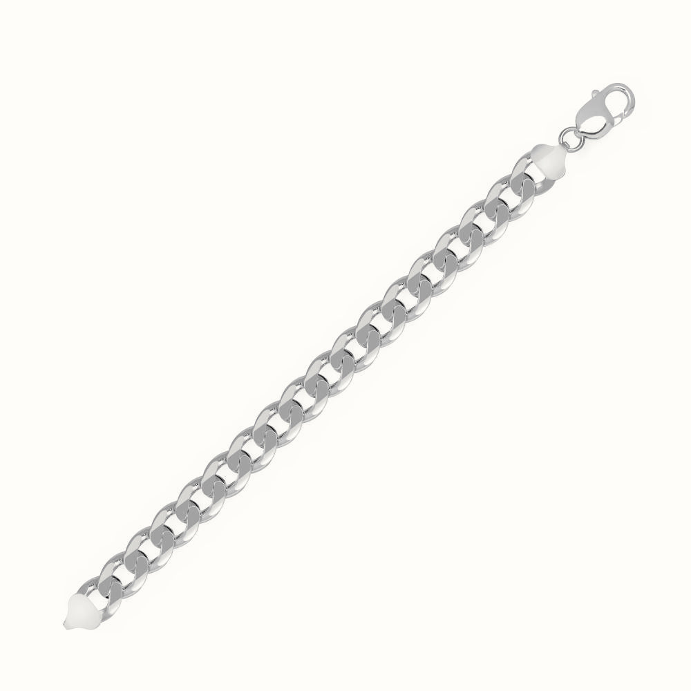 Sterling Silver Diamond Cut Flat Curb 10.5mm Gauge Bracelet – ACN006K