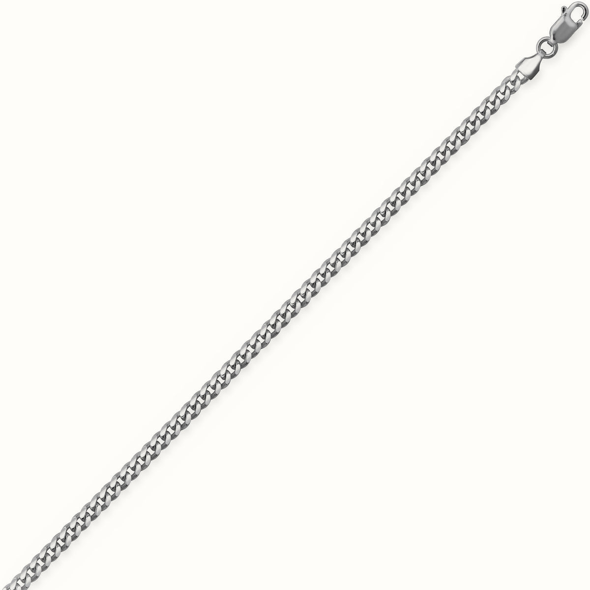 Sterling Silver Rhodium Plated Miami Cuban 3.4mm Gauge Chain – ACN021G