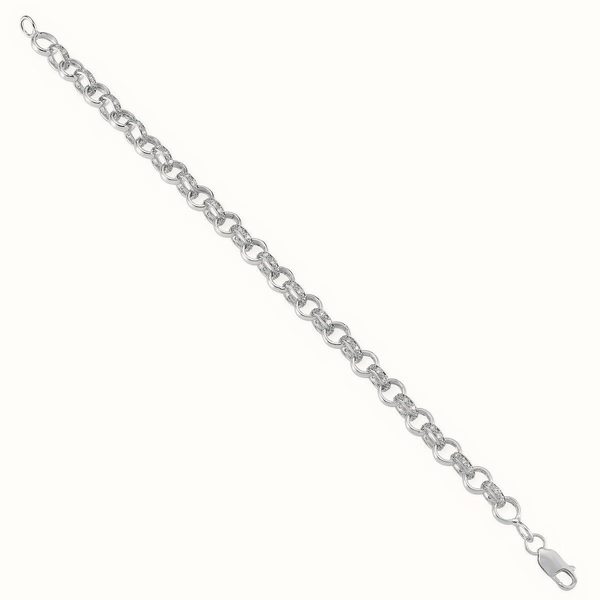 Sterling Silver CZ set and Patterned Belcher11mm Gauge Bracelet – ACN024A
