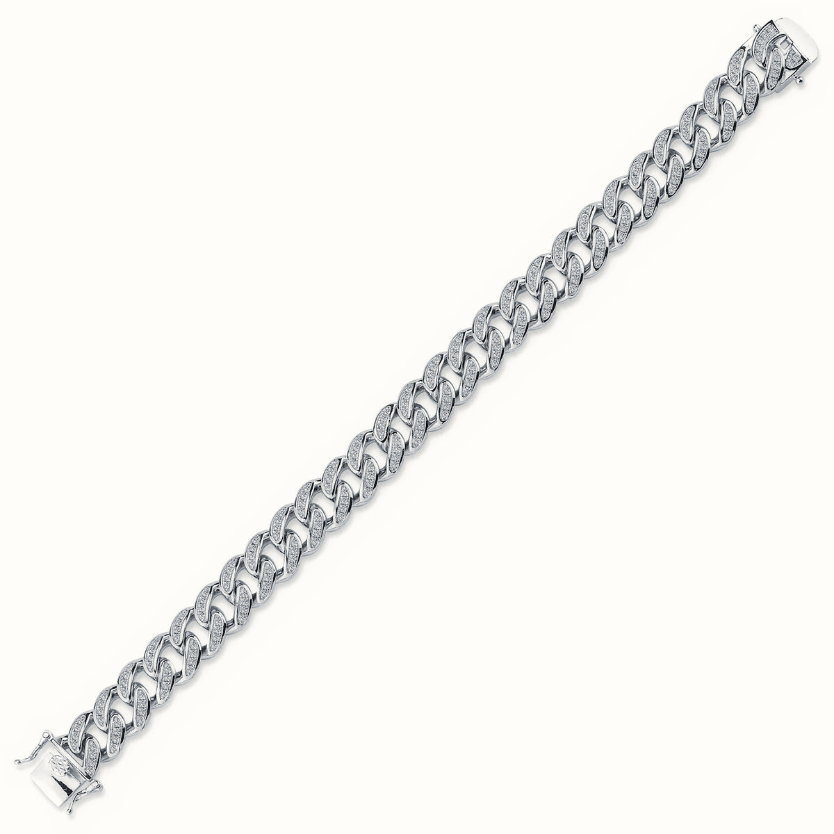 Sterling Silver CZ Set Cuban Bracelet – ACN045A