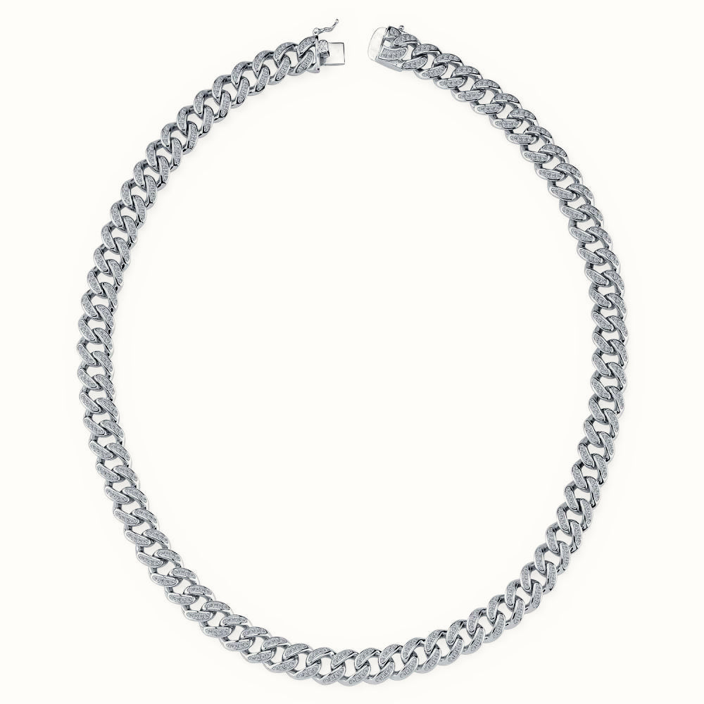 Sterling Silver CZ Set Cuban Chain – ACN045A