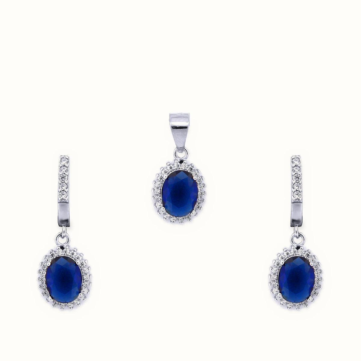 Sterling Silver Rhodium Plated CZ Princess Kate Style Earrings – AEP002B