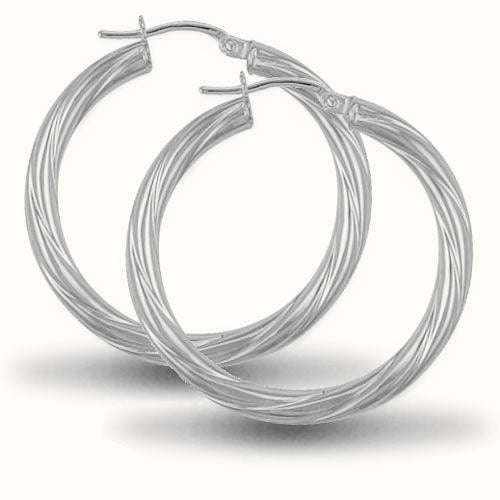 Sterling Silver 3mm round-tube twisted creole Hoop Earrings – AER001D