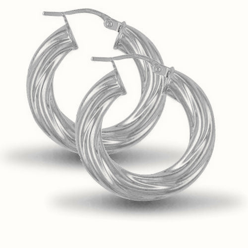 Sterling Silver 5mm round-tube twisted creole Hoop Earrings – AER003A
