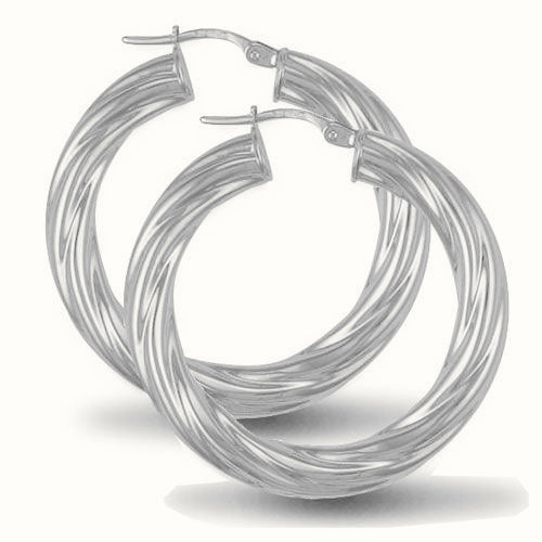 Sterling Silver 5mm round-tube twisted creole Hoop Earrings – AER003C