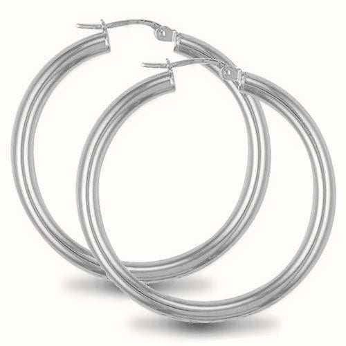 Sterling Silver 3mm polished creole Hoop Earrings – AER006D