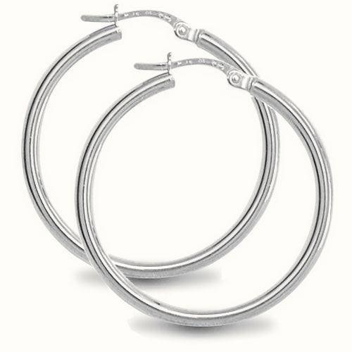 Sterling Silver 2mm polished creole Hoop Earrings – AER009D