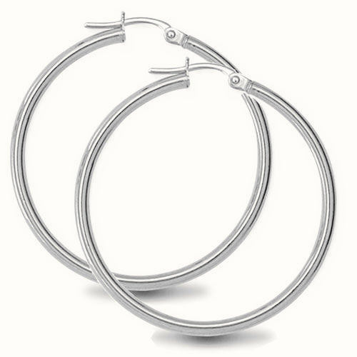 Sterling Silver 2mm polished creole Hoop Earrings – AER009E