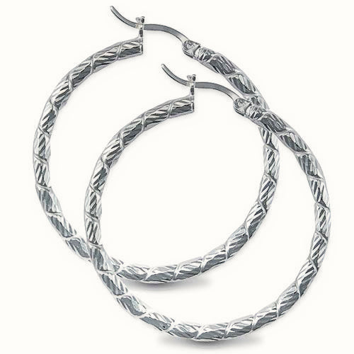 Sterling Silver 3mm twist creole Hoop Earrings – AER010C