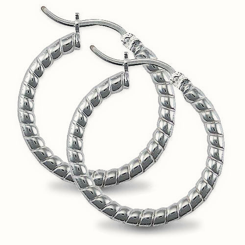 Sterling Silver Ribbed Hoop Earrings – AER012A