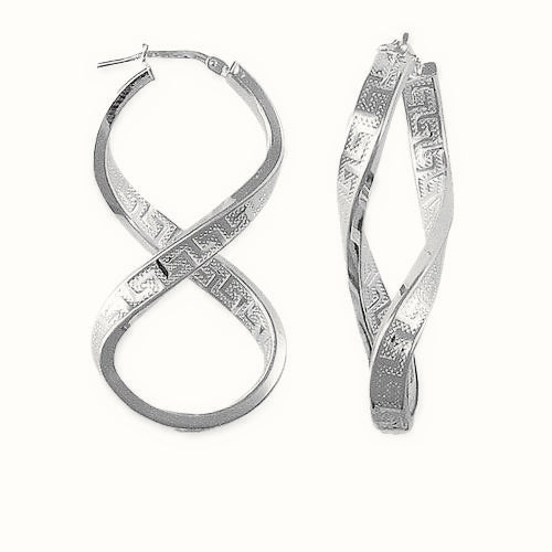 ladies 925 Sterling Silver Greek key figure of eight creole Hoop Earrings – AER030