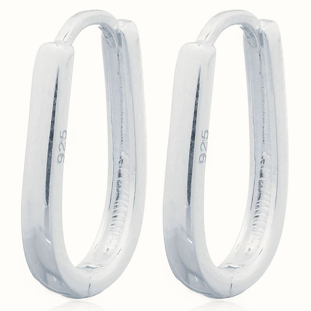 Sterling Silver Oval Huggie Earrings – AER140