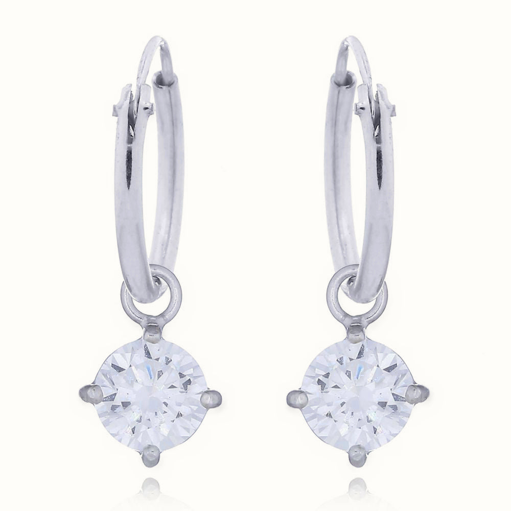 Sterling Silver Hoop Earrings - CZ Set – AER143