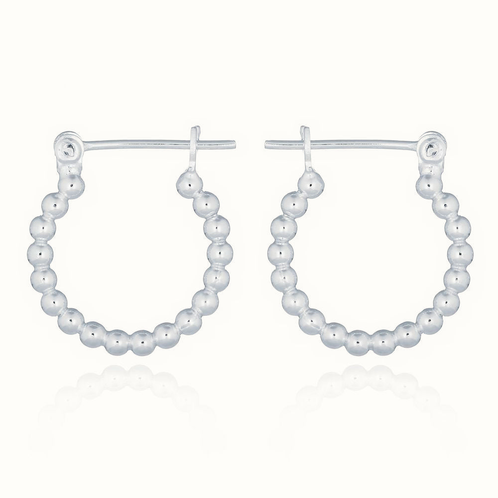 Sterling Silver Bead Design Hoop Earrings – AER144