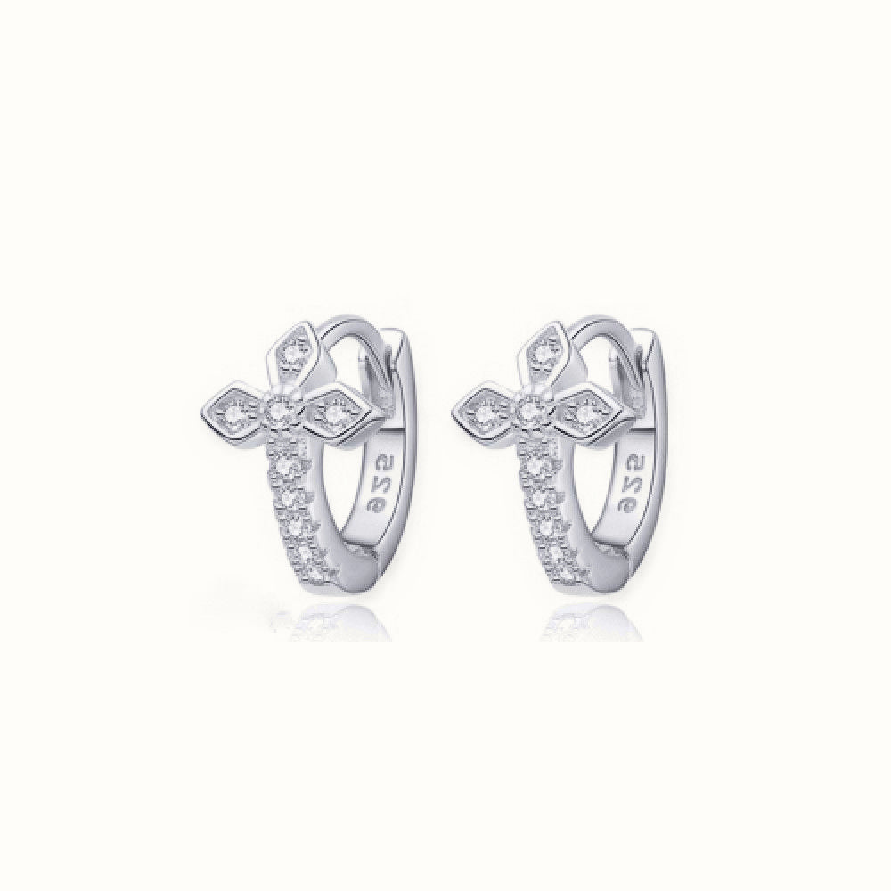 Sterling Silver Rhodium Plated CZ Set Earrings – AER158-RP