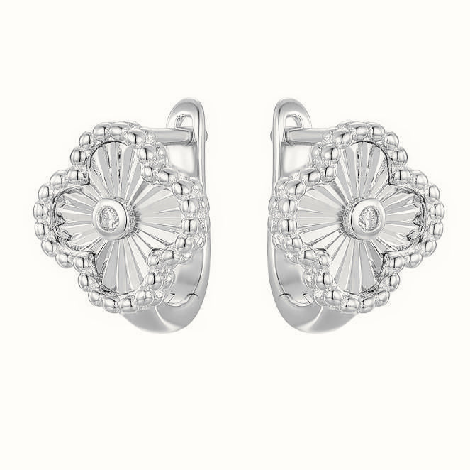 Sterling Silver CZ Flower Hoop Earrings – AER188