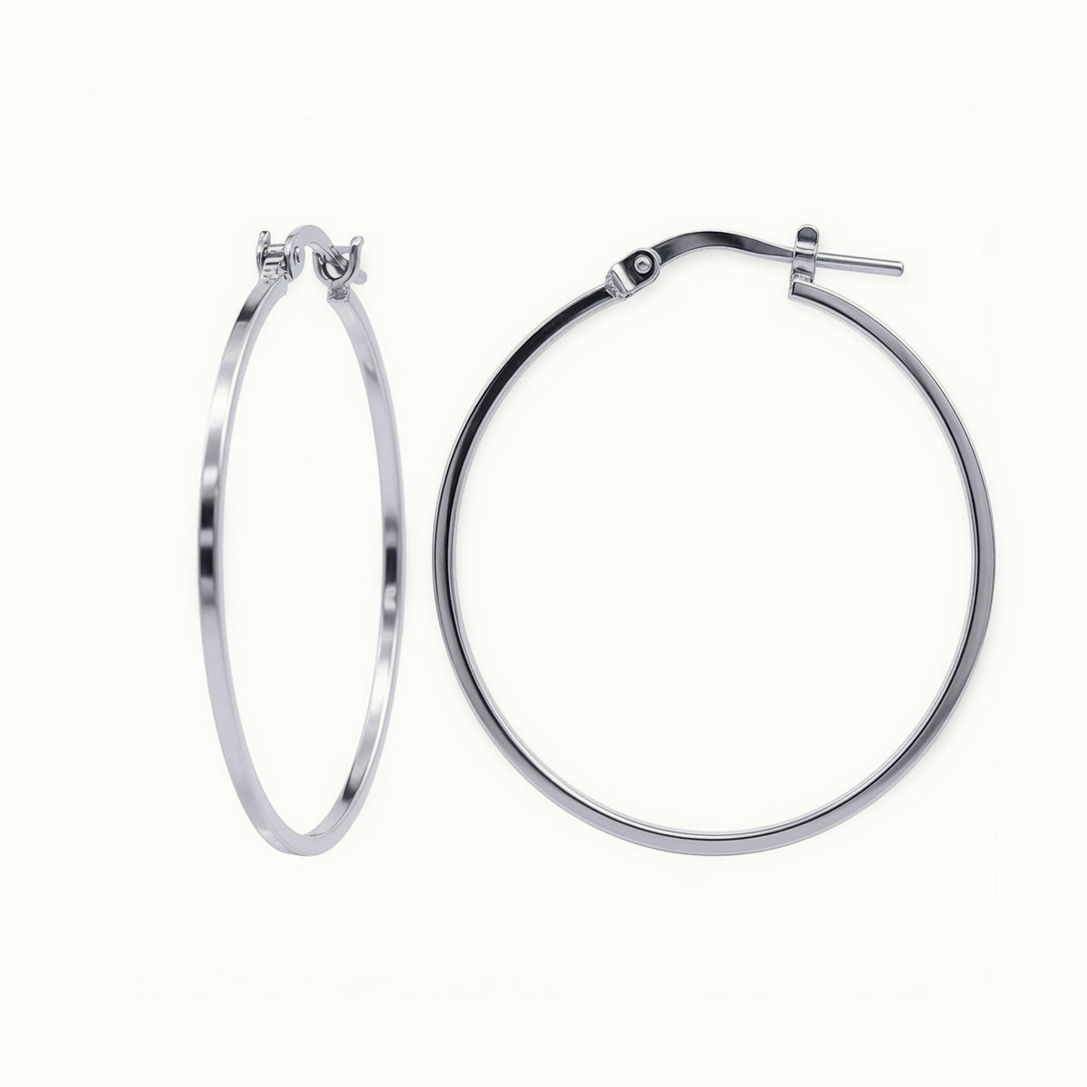 Sterling Silver Square Tube 32mm Hoops – AER272C