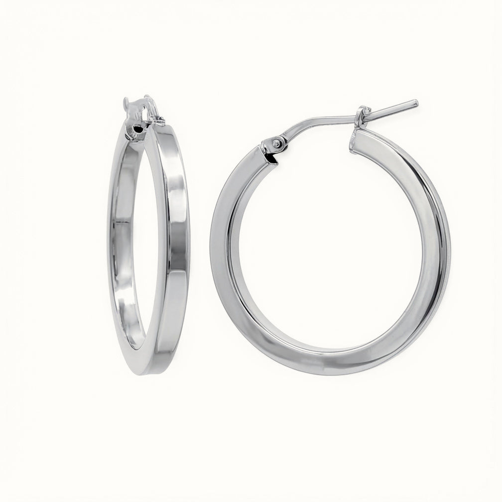 Sterling Silver Square Tube 25mm Hoops – AER273C
