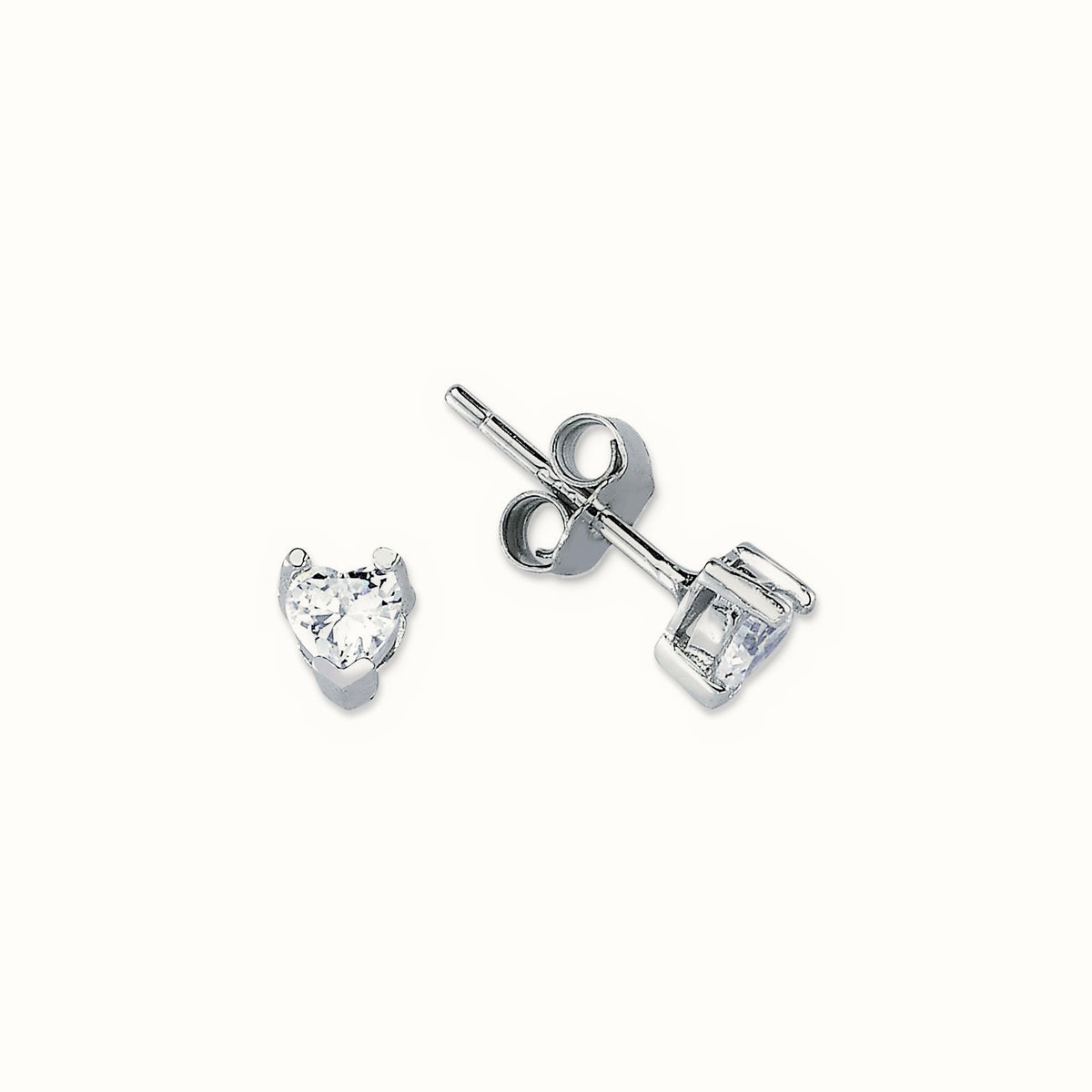 Sterling Silver 4mm Heart Shape CZ Stud Earrings – AES054