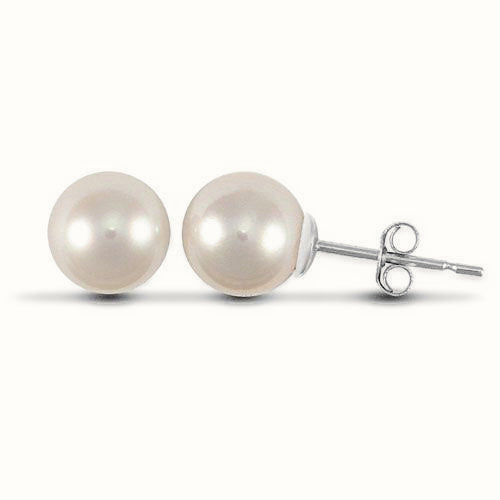 Sterling Silver 6.5mm Cultured Seawater Akoya Pearl Stud Earrings – AES065
