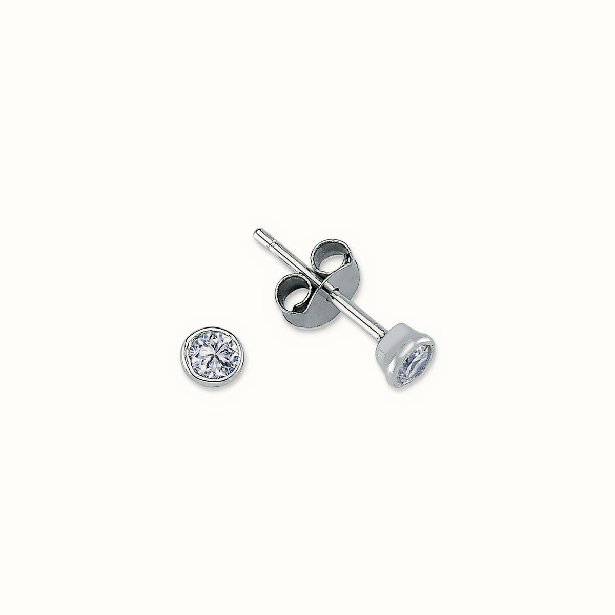 Sterling Silver 4mm CZ Set Rub Over Stud Earrings – AES113A