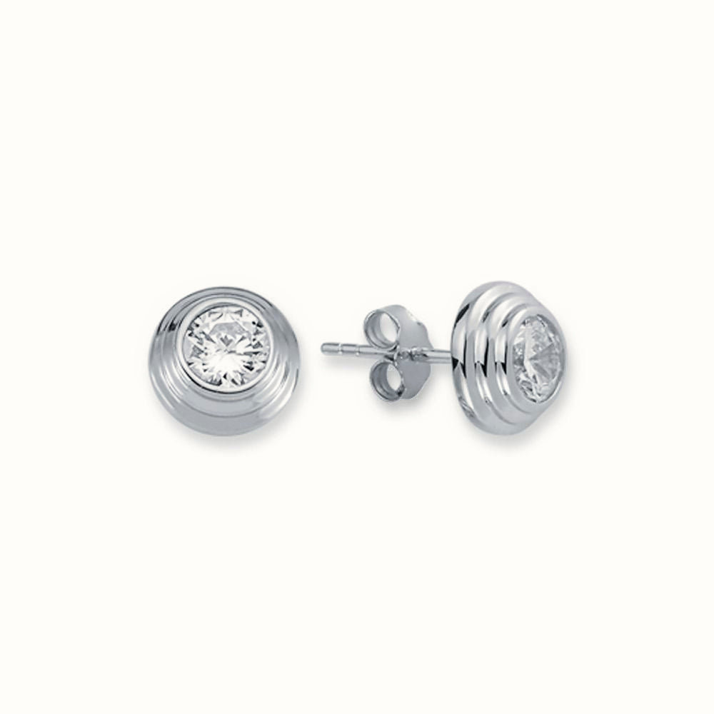 Sterling Silver Tiered Wedding Cake Solitare 5mm CZ Set Stud Earrings – AES115B