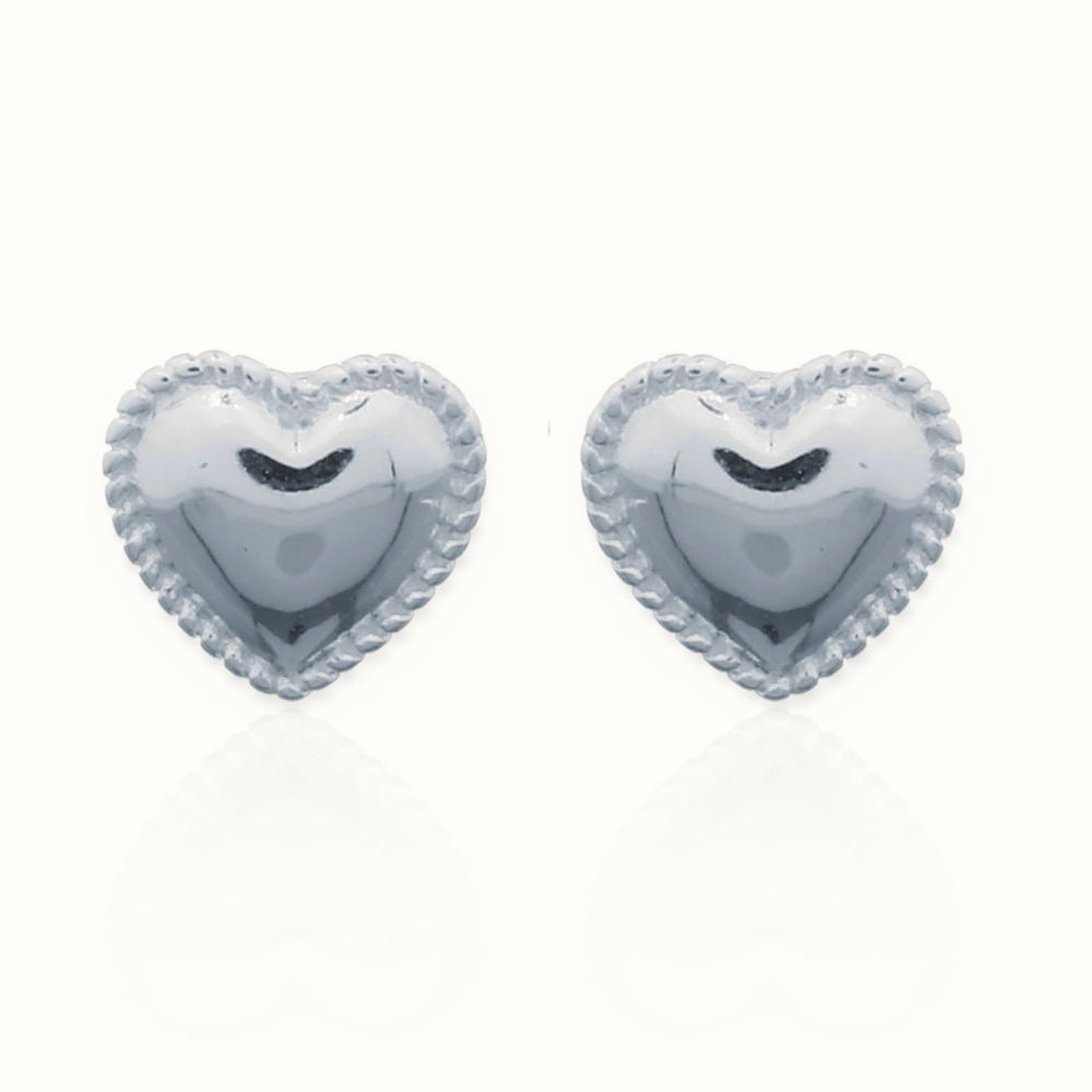 Sterling Silver Heart Stud Earrings – AES142