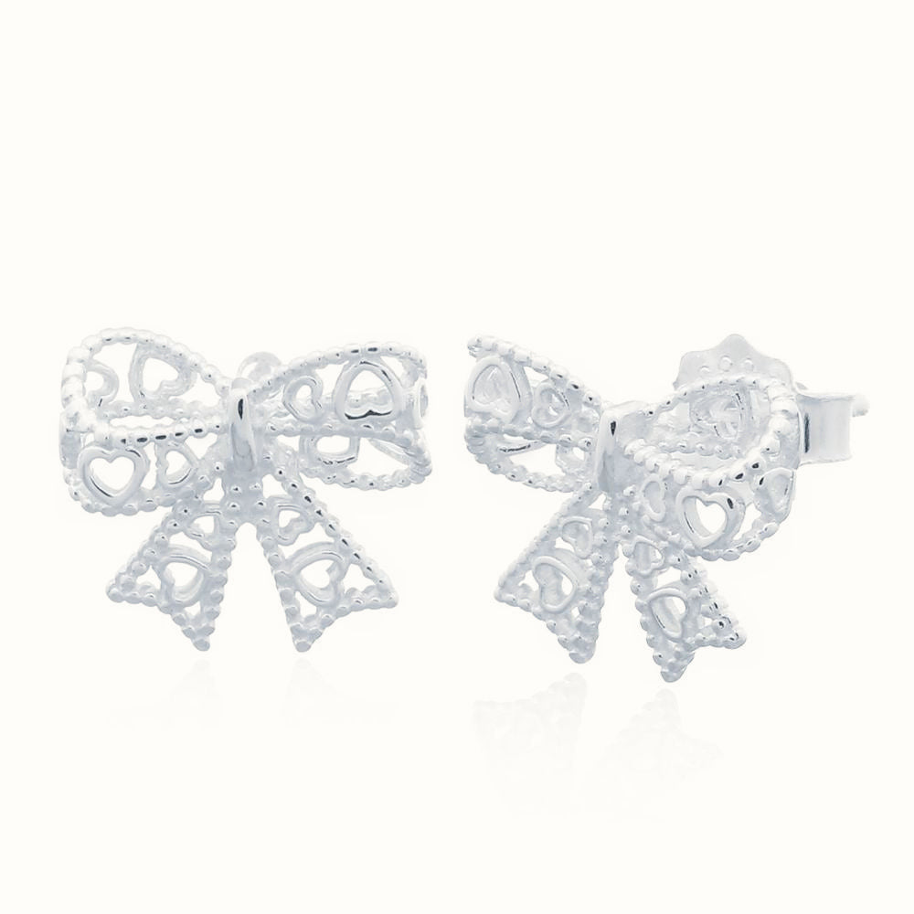 Sterling Silver Bow Stud Earrings – AES147
