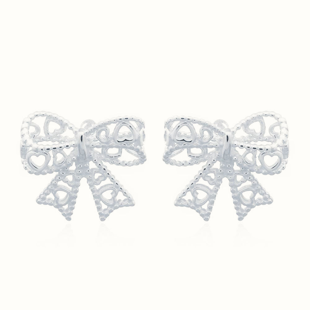 Sterling Silver Bow Stud Earrings – AES147