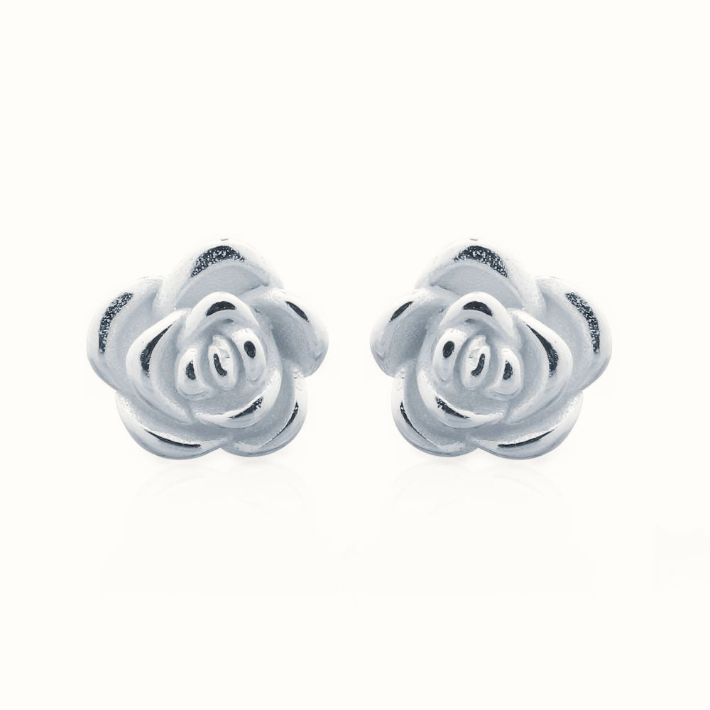 Sterling Silver Rose Stud Earrings – AES150