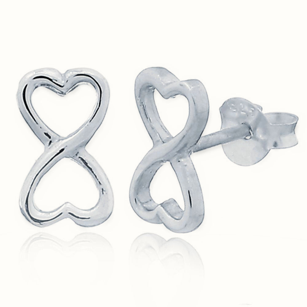 Sterling Silver Infinity Heart Stud Earrings – AES154