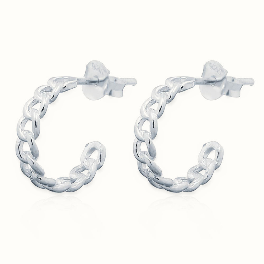 Sterling Silver Curb Stud Earrings – AES166