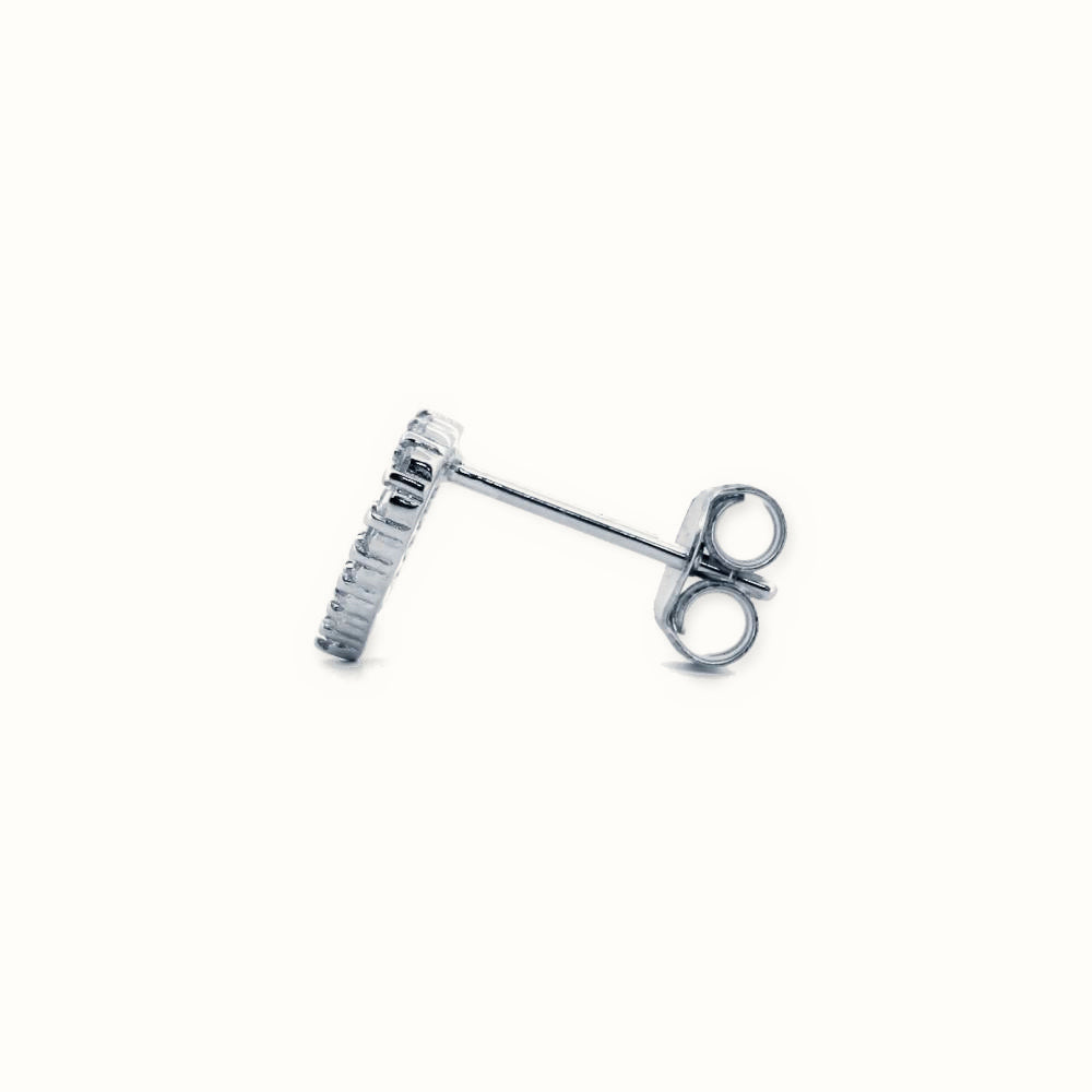 Sterling Silver Rhodium Plated CZ Set Heart Stud Earrings – AES170
