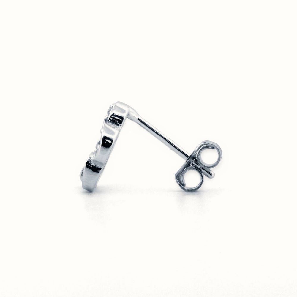 Sterling Silver Rhodium Plated CZ Set Clover Stud Earrings – AES171