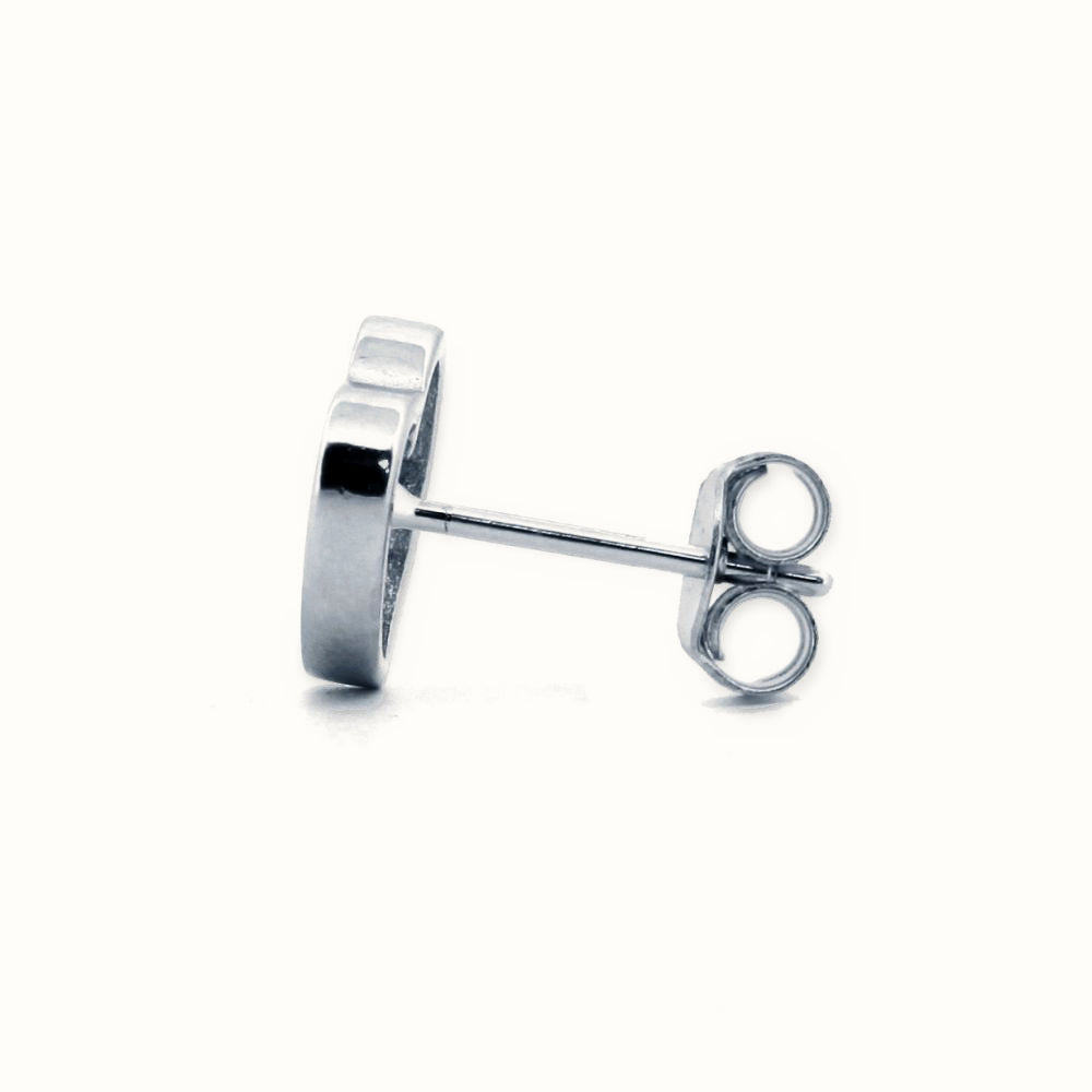 Sterling Silver Rhodium Plated CZ Set Heart Stud Earrings – AES172