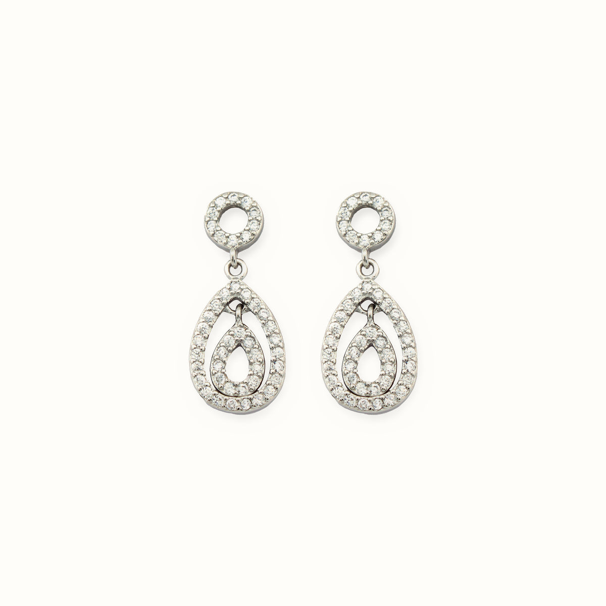 Sterling Silver Rhodium Plated CZ Set Drop Earrings – AES180
