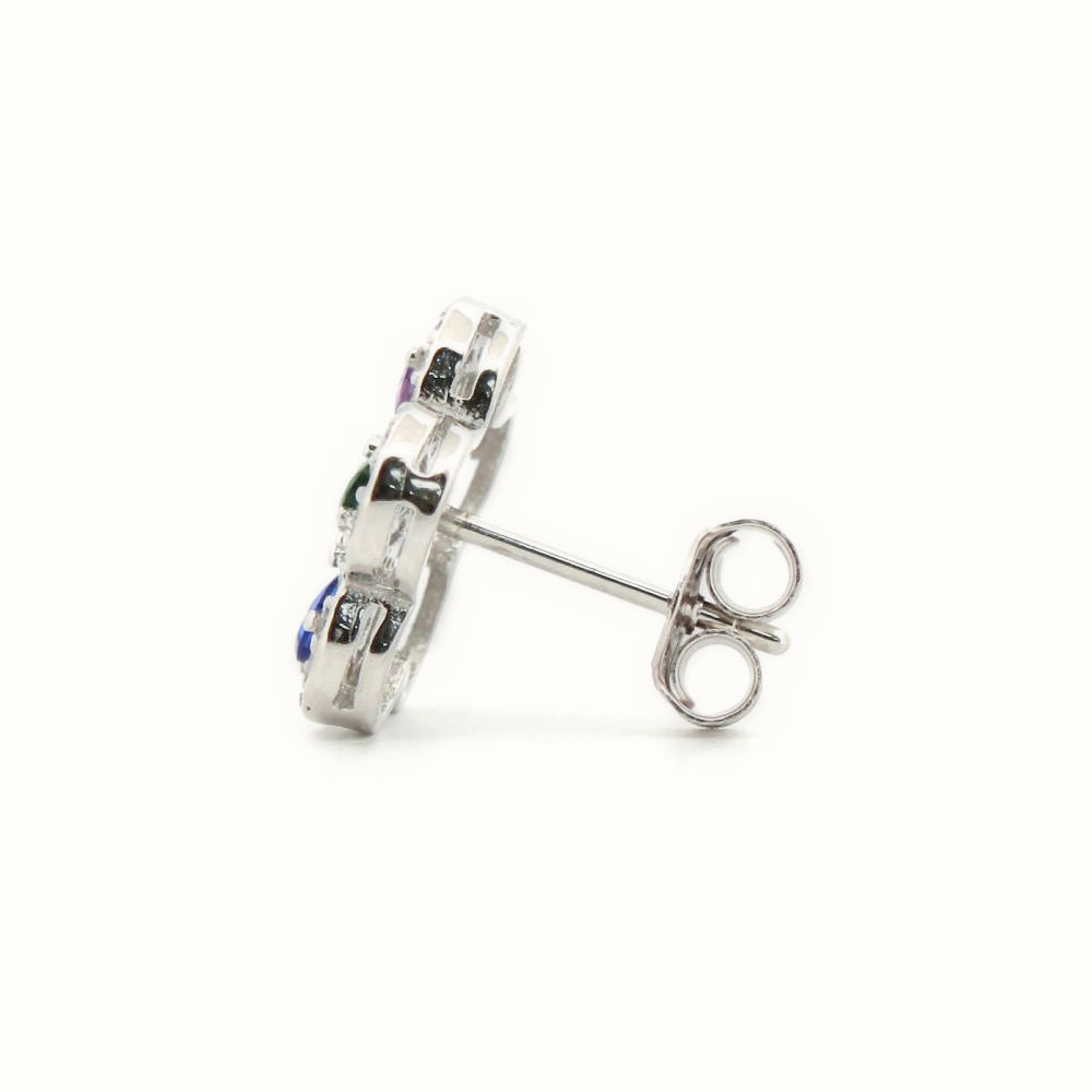 Sterling Silver Rhodium Plated CZ Set Stud Earrings – AES182